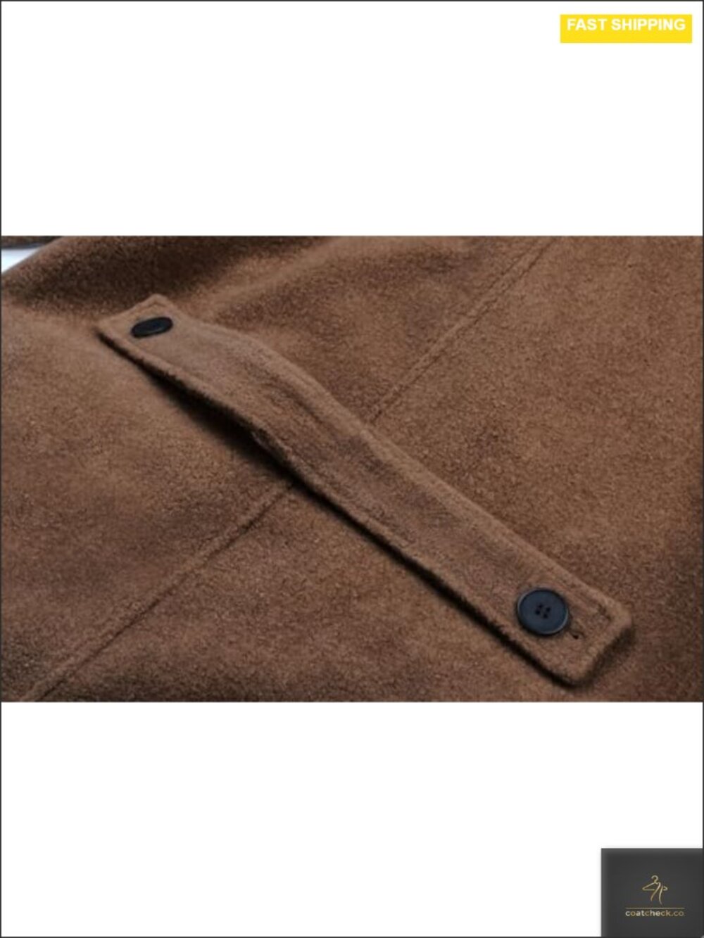 Oversized Long Winter Wool Blend Pea Trench Coat - Picture 5 of 6